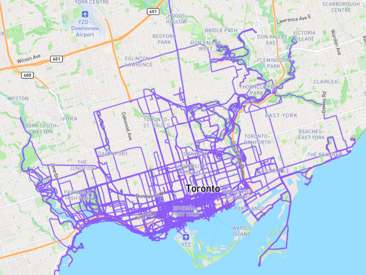 Scenic running route through Toronto's trails and parks