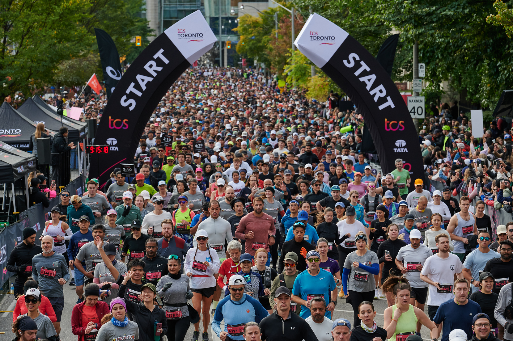 Runners at the start line of the TCS Toronto Waterfront Marathon